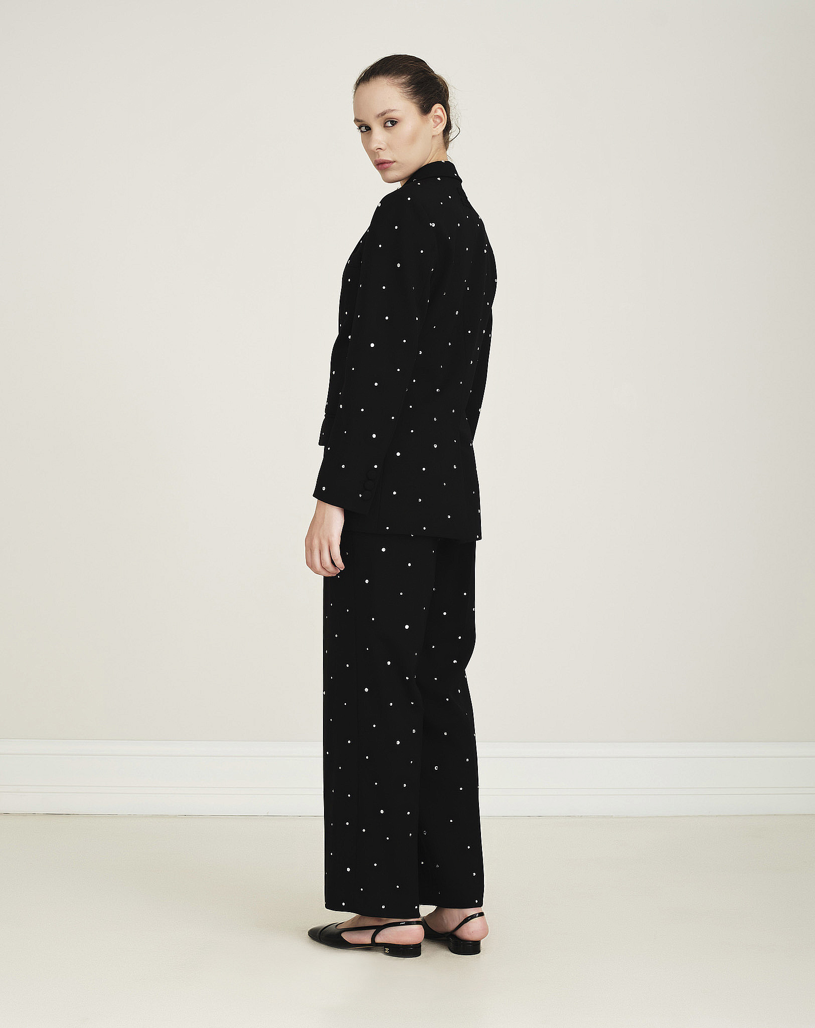 Miu Miu - Black Crystal Embellished Suit / Blazer Jacket & Pants